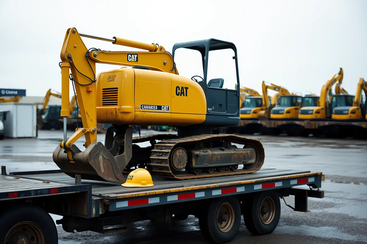 US-built mini excavator unloaded at Canadian yard with customs paperwork (Sourcing US equipment for Canadian yards under CUSMA and CBSA rules)